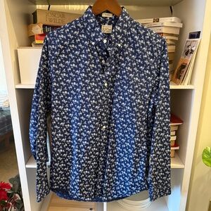 Blue Floral-Patterned J Crew Button Down